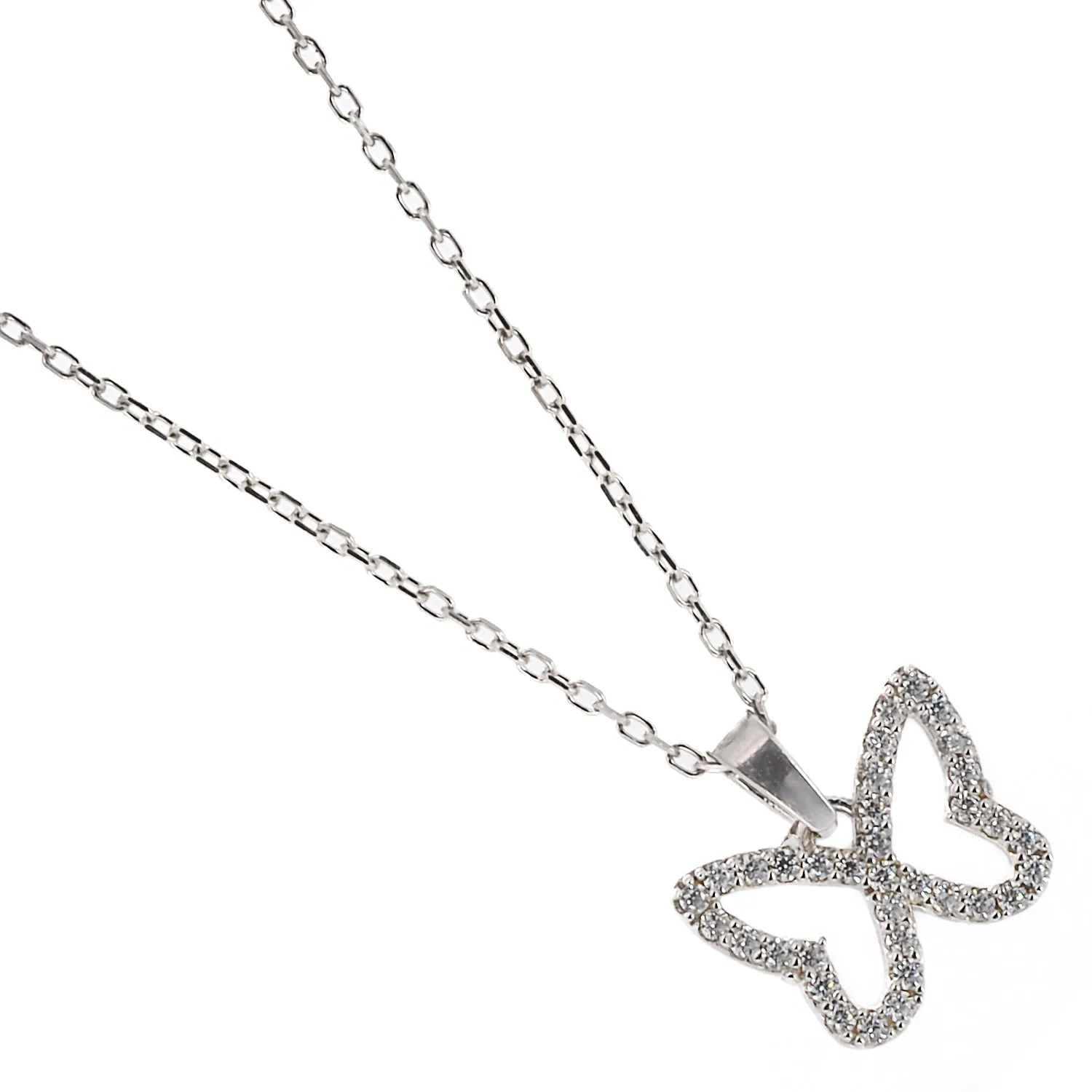 Silver Sparkly Butterfly Necklace