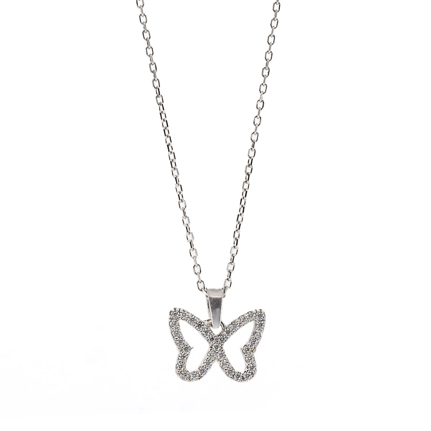Silver Sparkly Butterfly Necklace