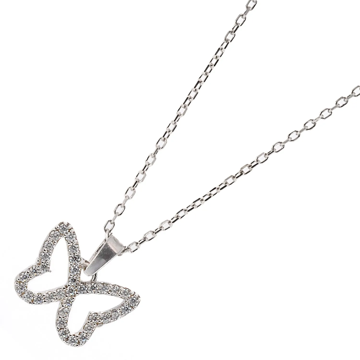Silver Sparkly Butterfly Necklace