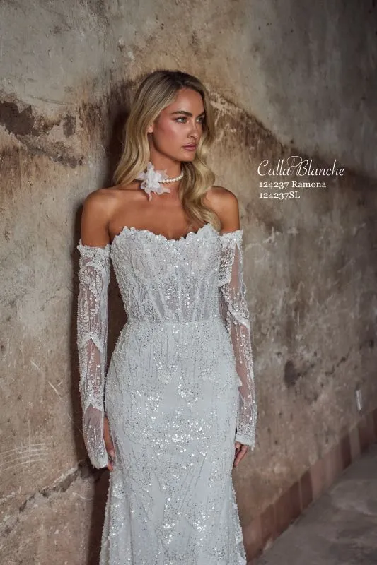 Size 12 Calla Blanche 124237 Ramona Ivory Gown