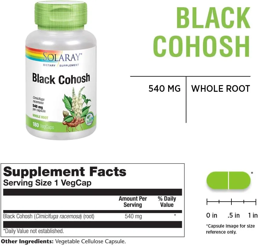 Solaray Black Cohosh -- 540 Mg - 180 Vegetable Capsules