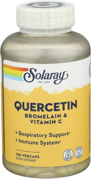 Solaray QBC Plex | Quercetin & Bromelain Plus Vitamin C | Year Round Immune Function & Respiratory Health Support | Non-GMO & Vegan | 120 VegCaps