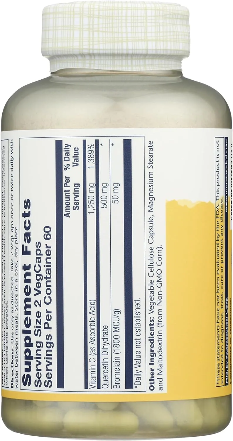 Solaray QBC Plex | Quercetin & Bromelain Plus Vitamin C | Year Round Immune Function & Respiratory Health Support | Non-GMO & Vegan | 120 VegCaps