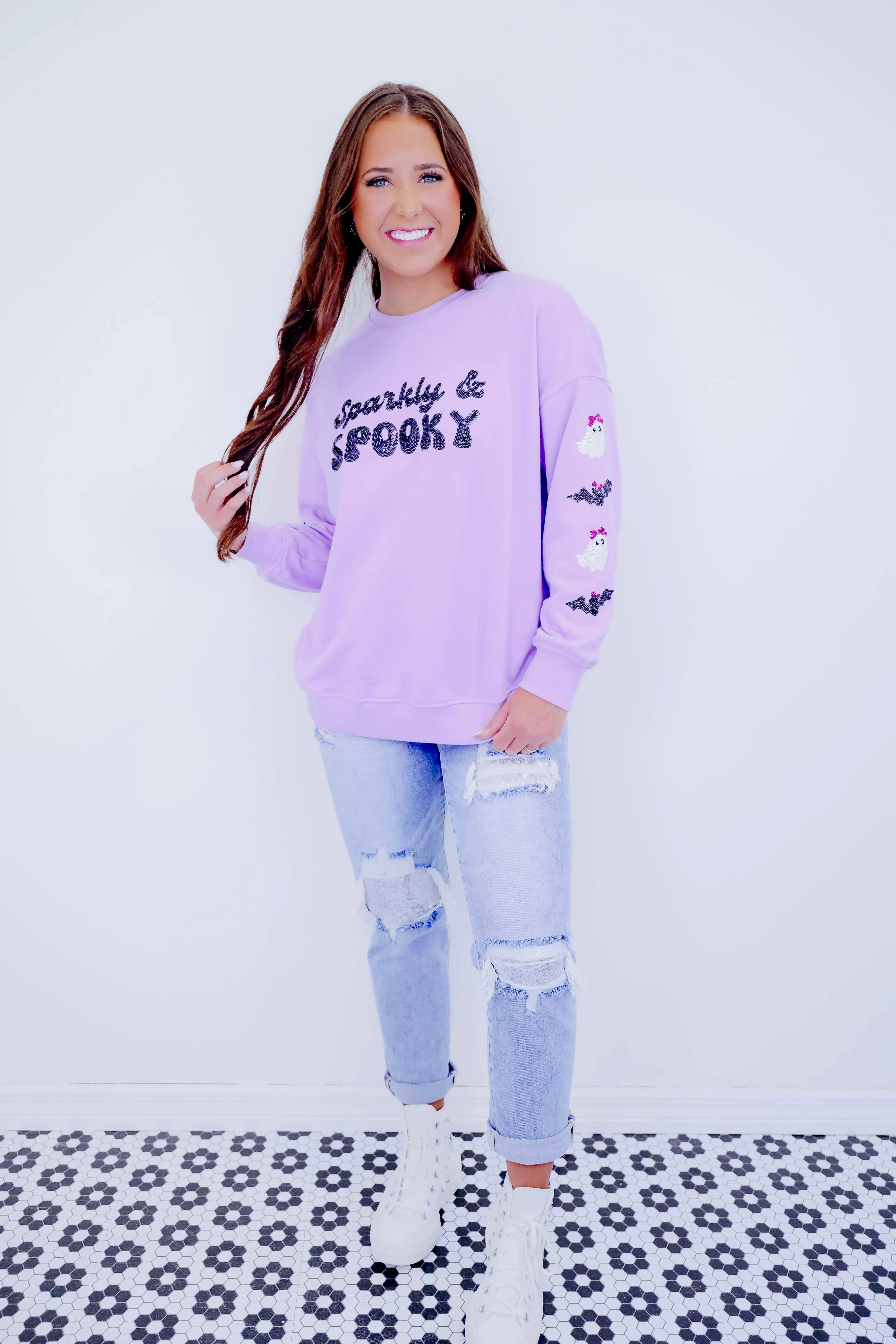 Sparkly & Spooky Sequin Embellished Sweatshirt
