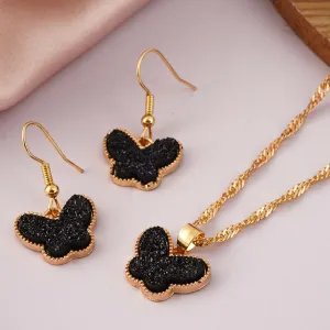 Sparkly Black Butterfly Jewel Set