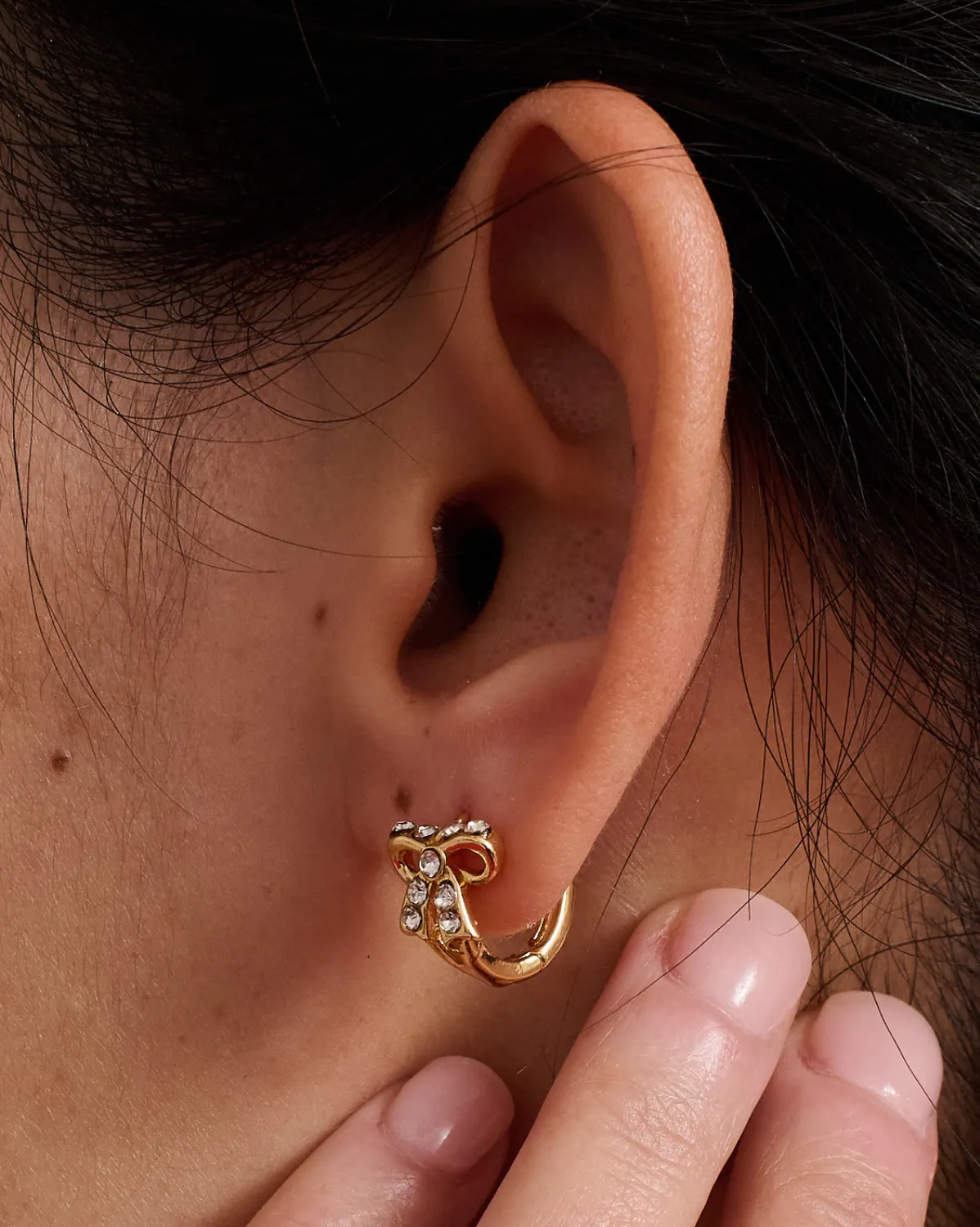 Sparkly Bow Hoops