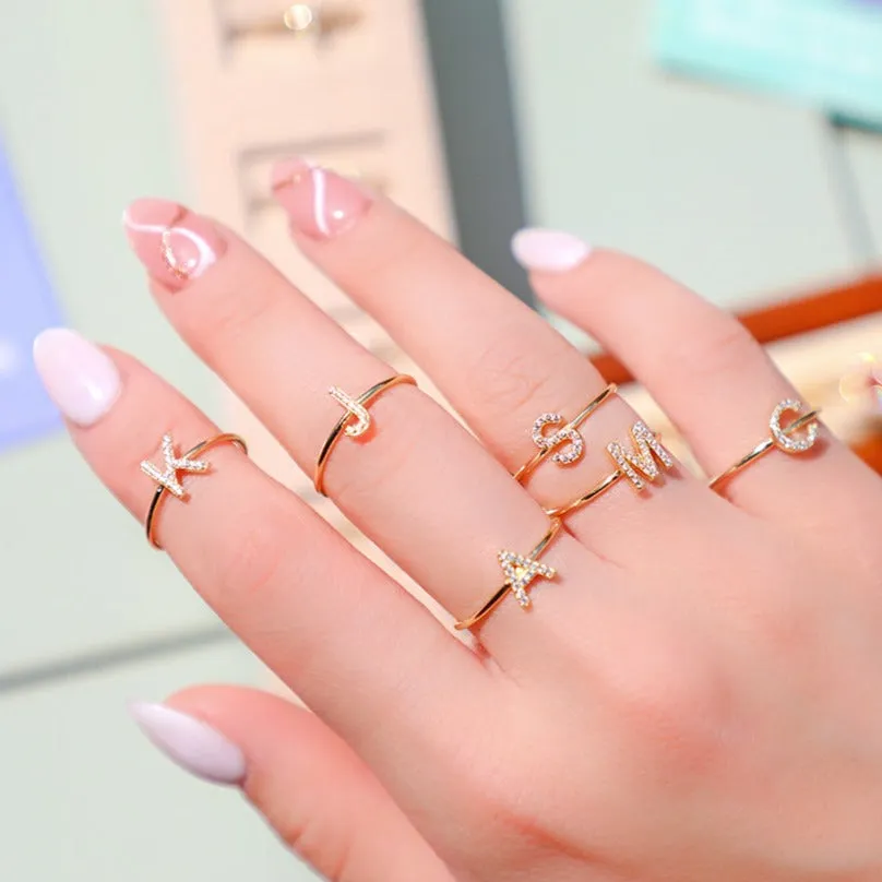 Sparkly Initial Ring