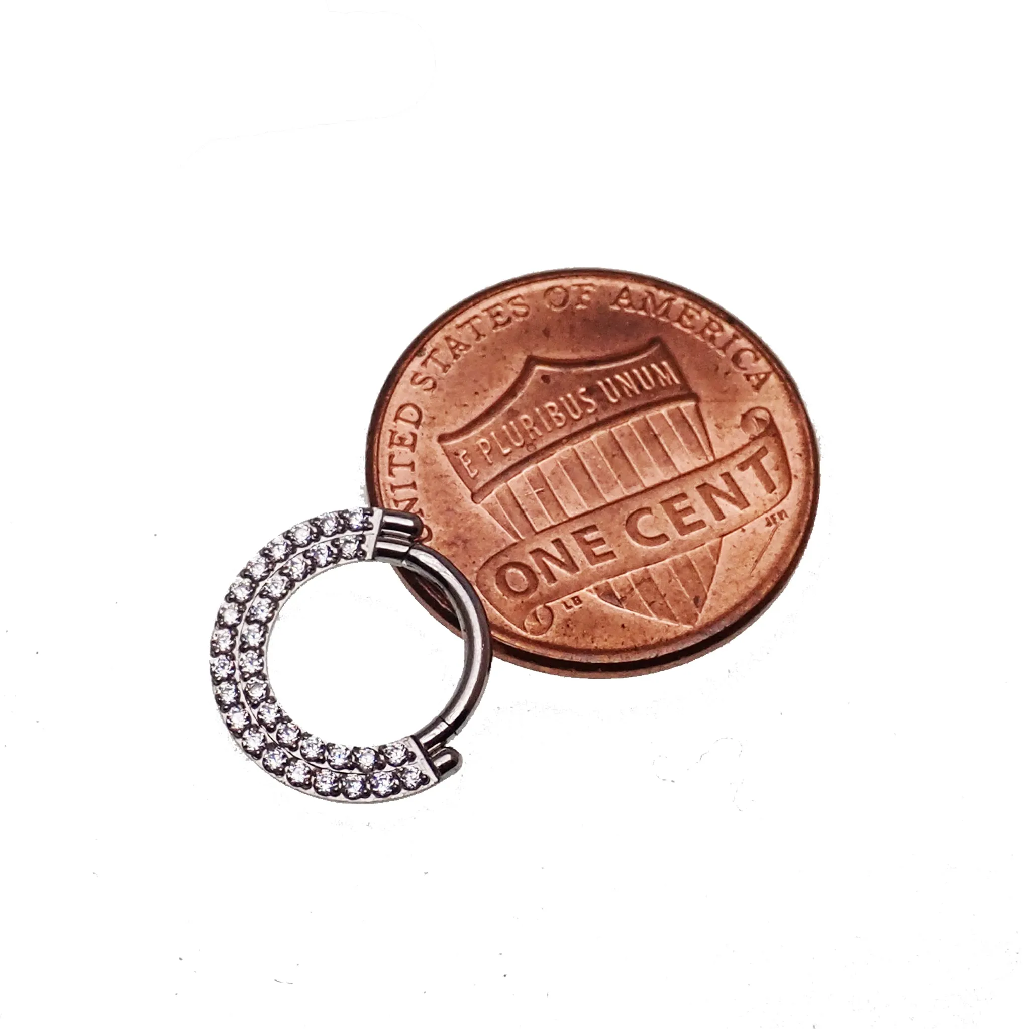 Steel Double-Row CZ Inlaid Clicker 16g