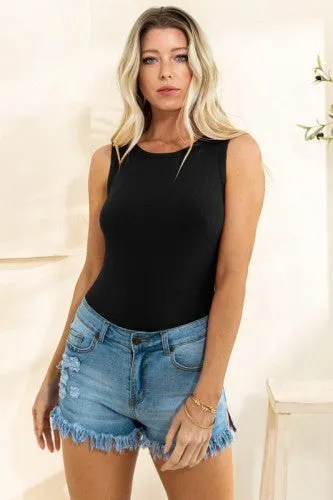 Stretchy Rib Jersey Knit Bodysuit Tank
