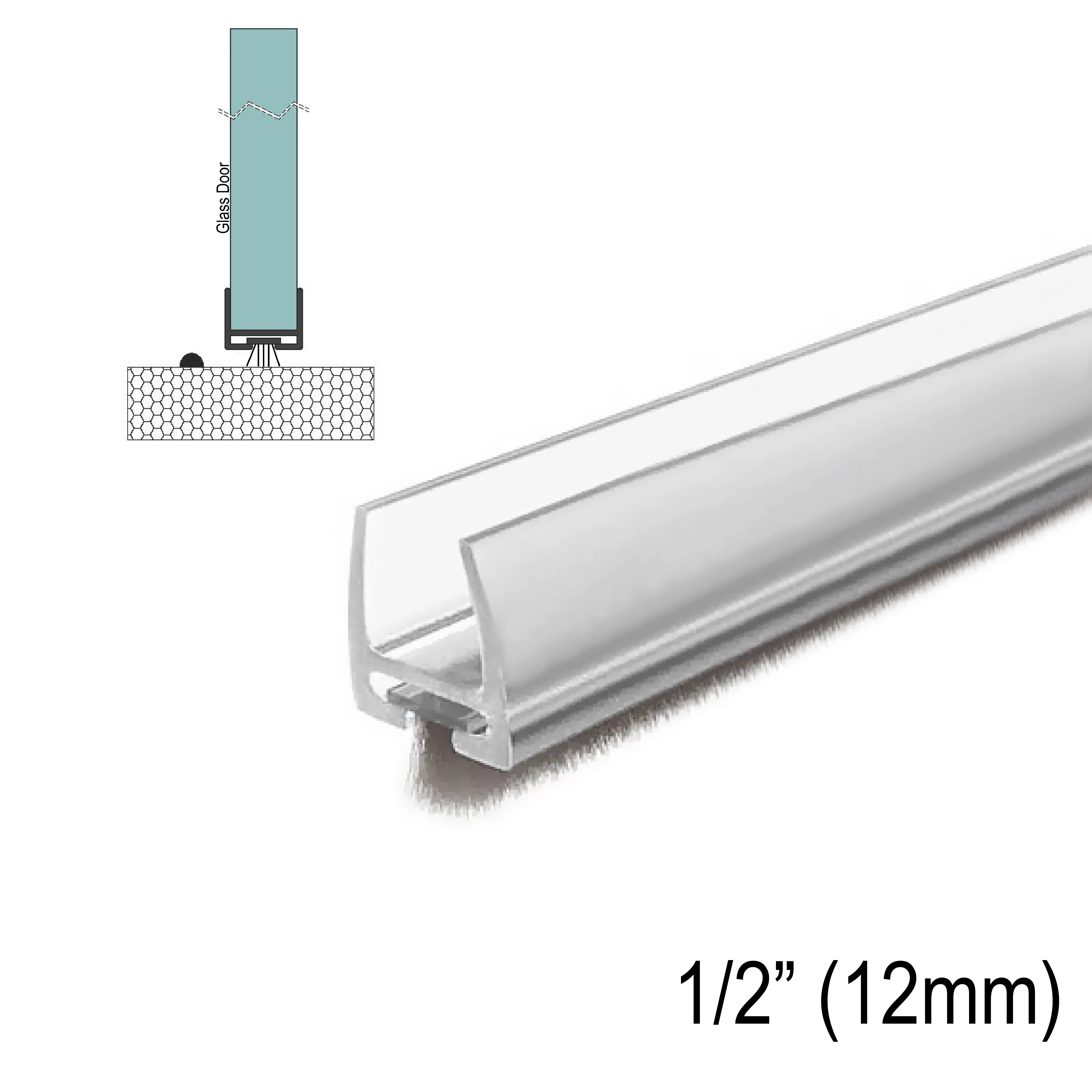 Sweep - Weather strip Sweep for 1/2" Glass (95") (Ultra Clear,)