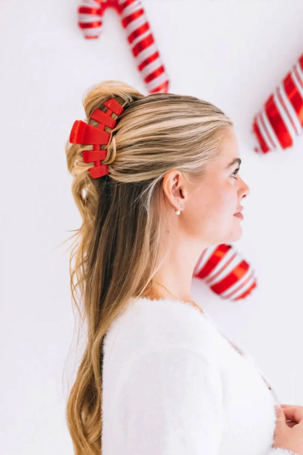 Teleties Large Claw Hair Clip in Rudolph Red | TT-CL01-110