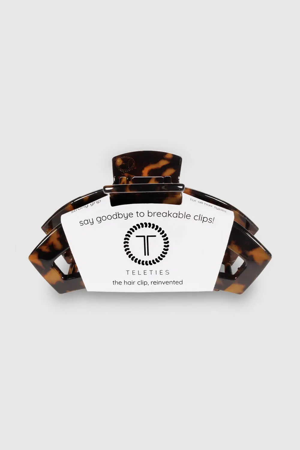 Teleties Large Open Claw Hair Clip in Tortoise Brown | TT-CL02-001