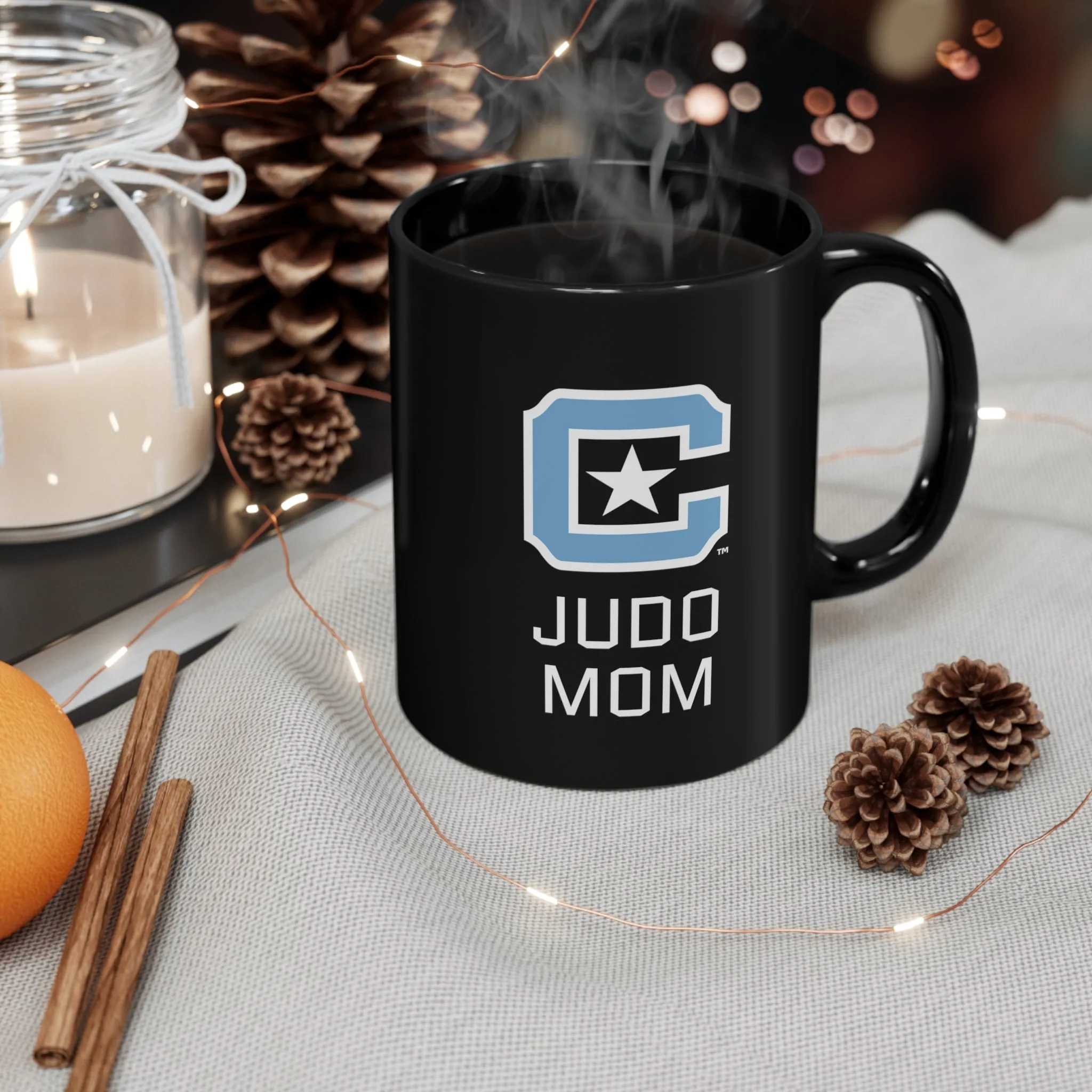 The Citadel, Block C Logo, Club Sports Judo Mom, Black Mug, 11oz