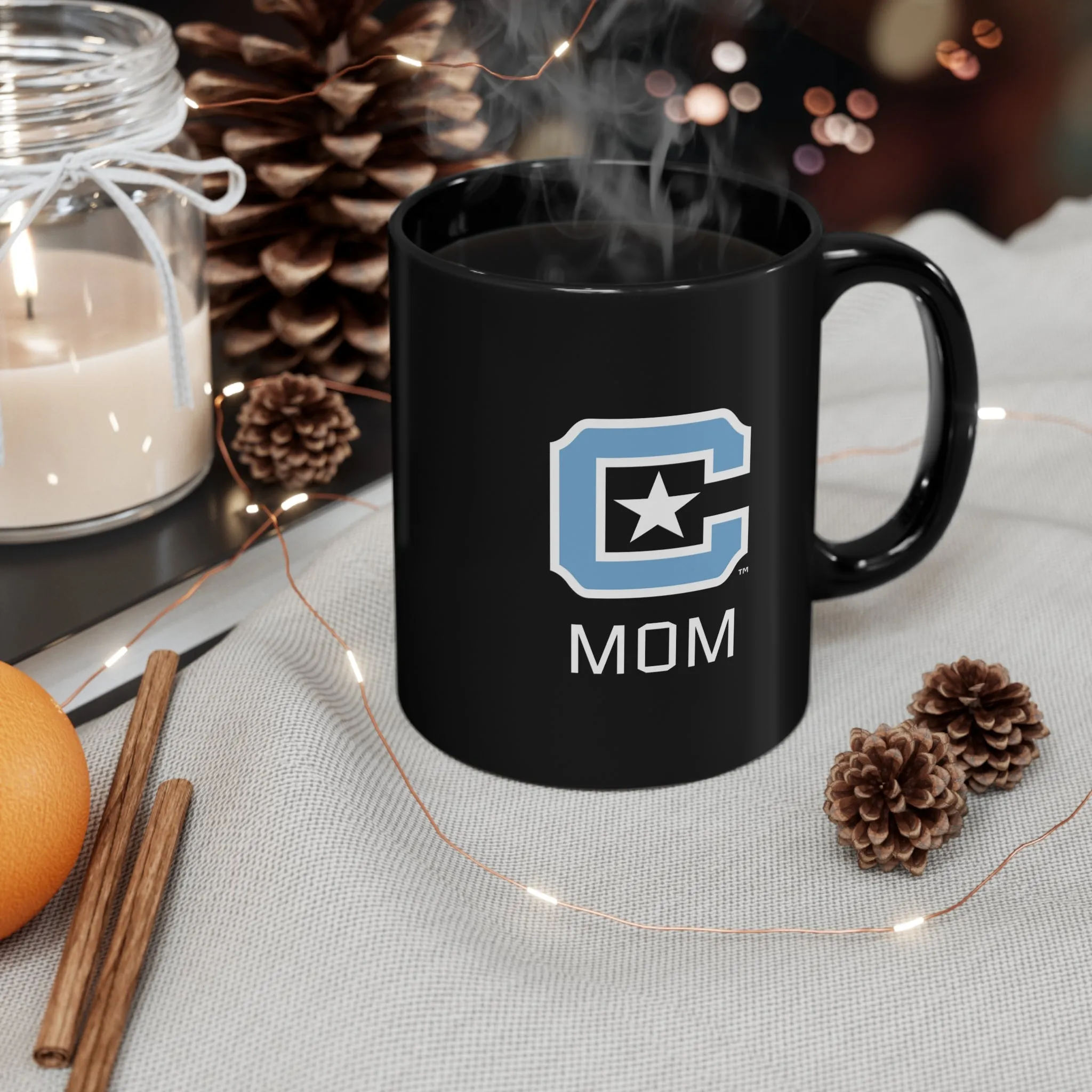 The Citadel Block C Logo, Sports Mom, Black Mug, 11oz