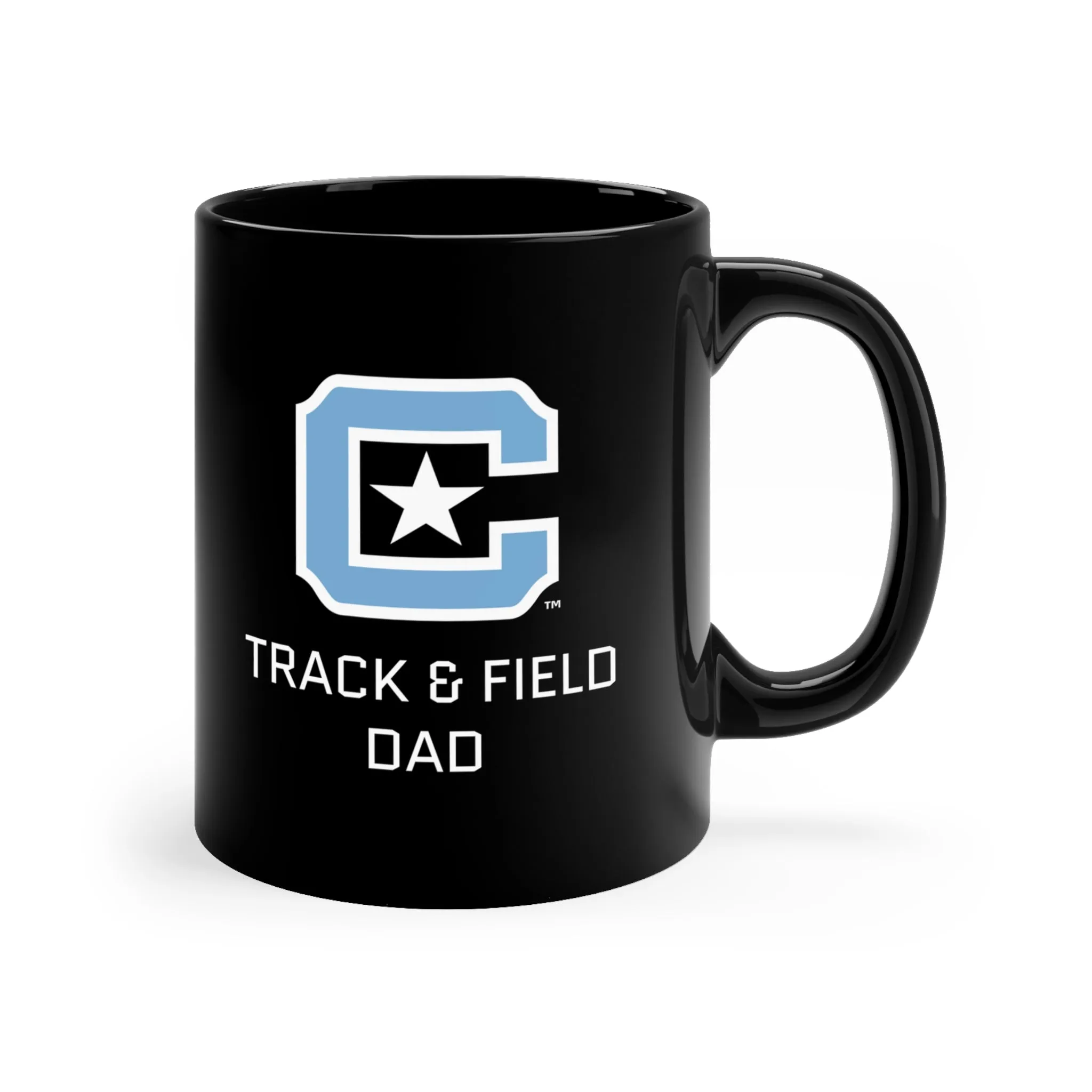 The Citadel Block C Logo, Sports Track & Field Dad, Black Mug, 11oz