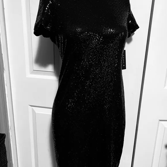 Tiana B. Sequins bodycon midi dress size M Black NWT