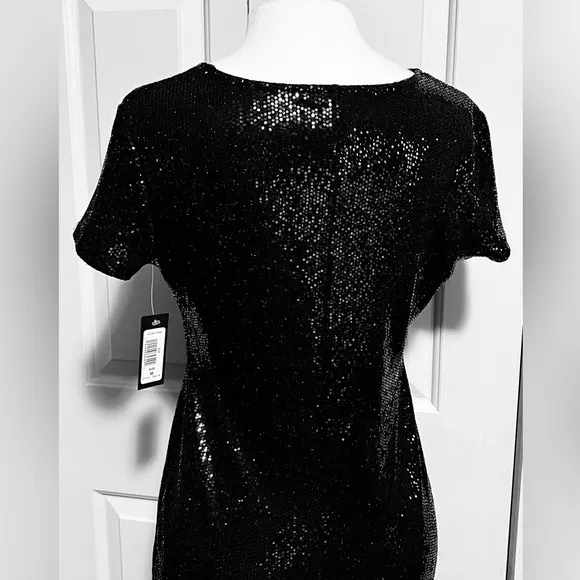 Tiana B. Sequins bodycon midi dress size M Black NWT