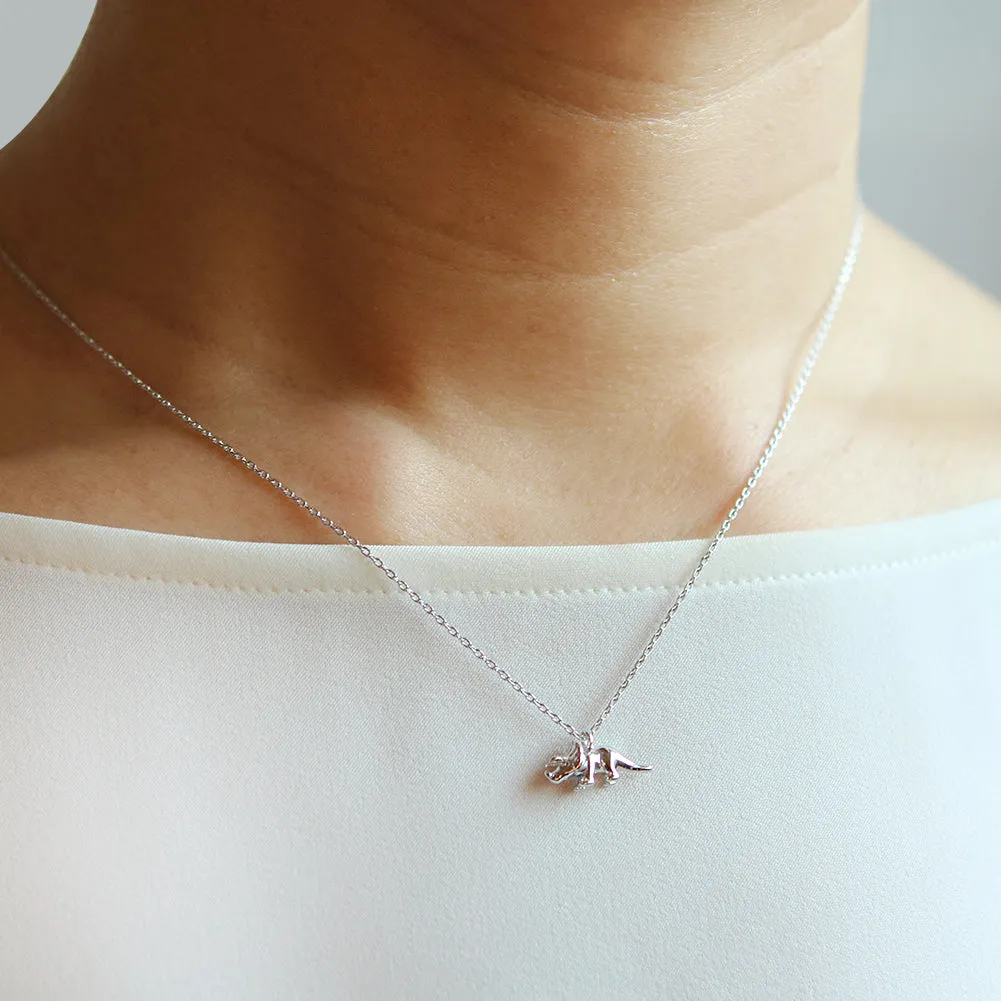 Tiny Triceratops Necklace