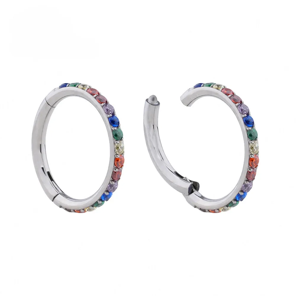 Titanium Multi Stone CZ Stone Clicker 16g