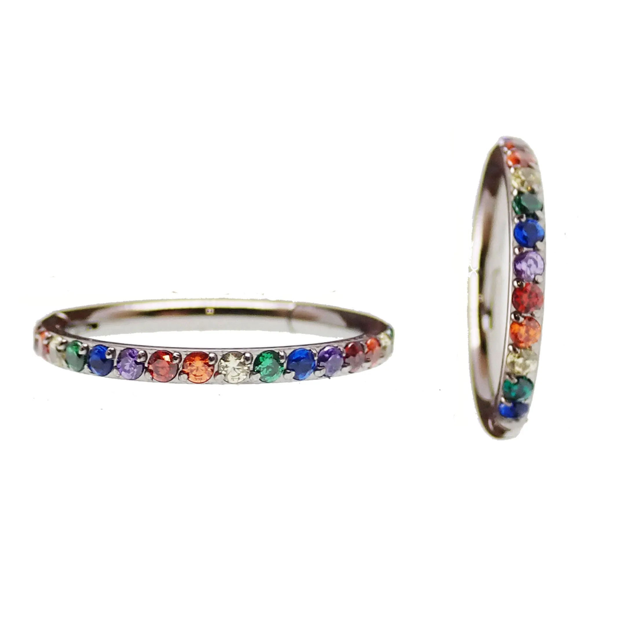Titanium Multi Stone CZ Stone Clicker 16g