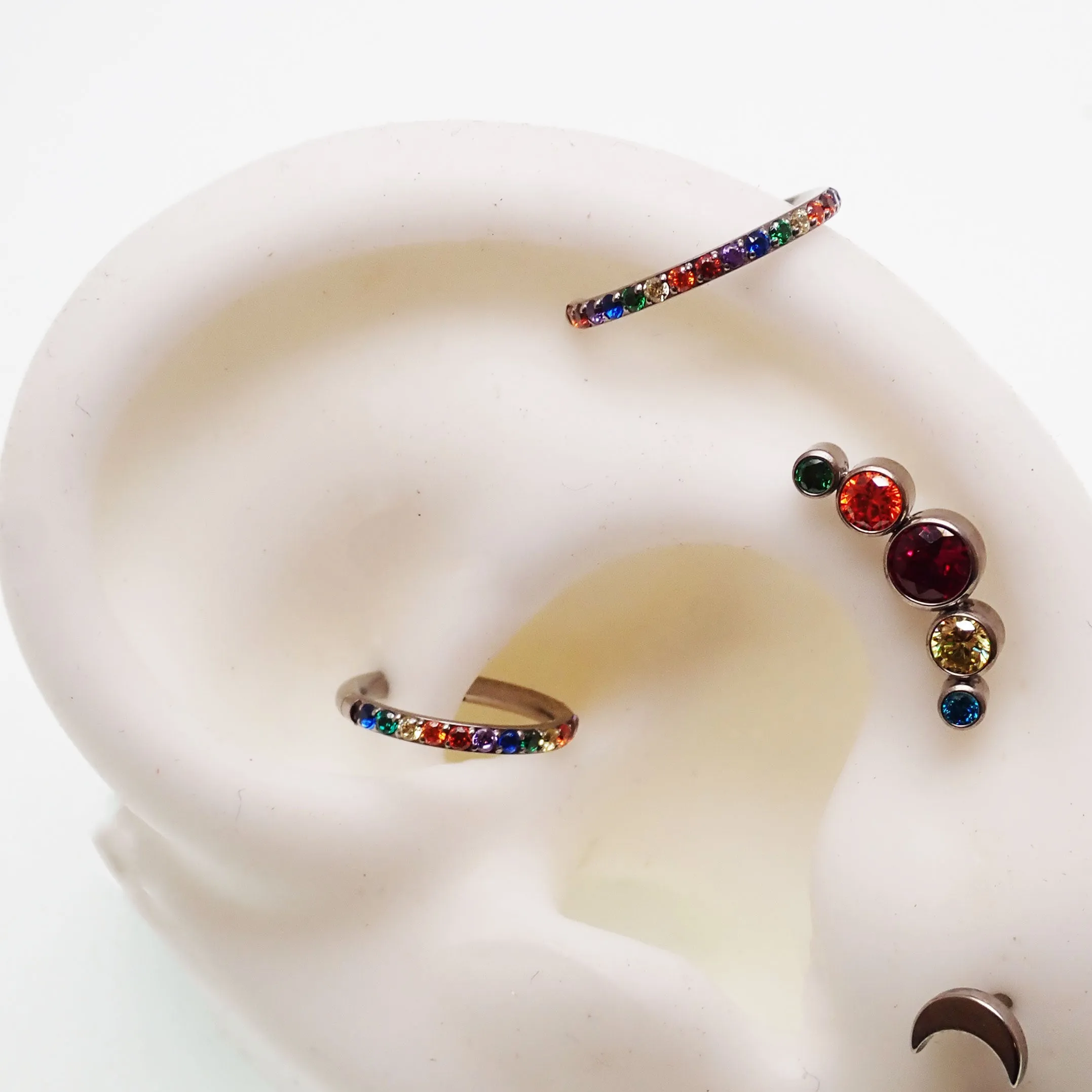 Titanium Multi Stone CZ Stone Clicker 16g