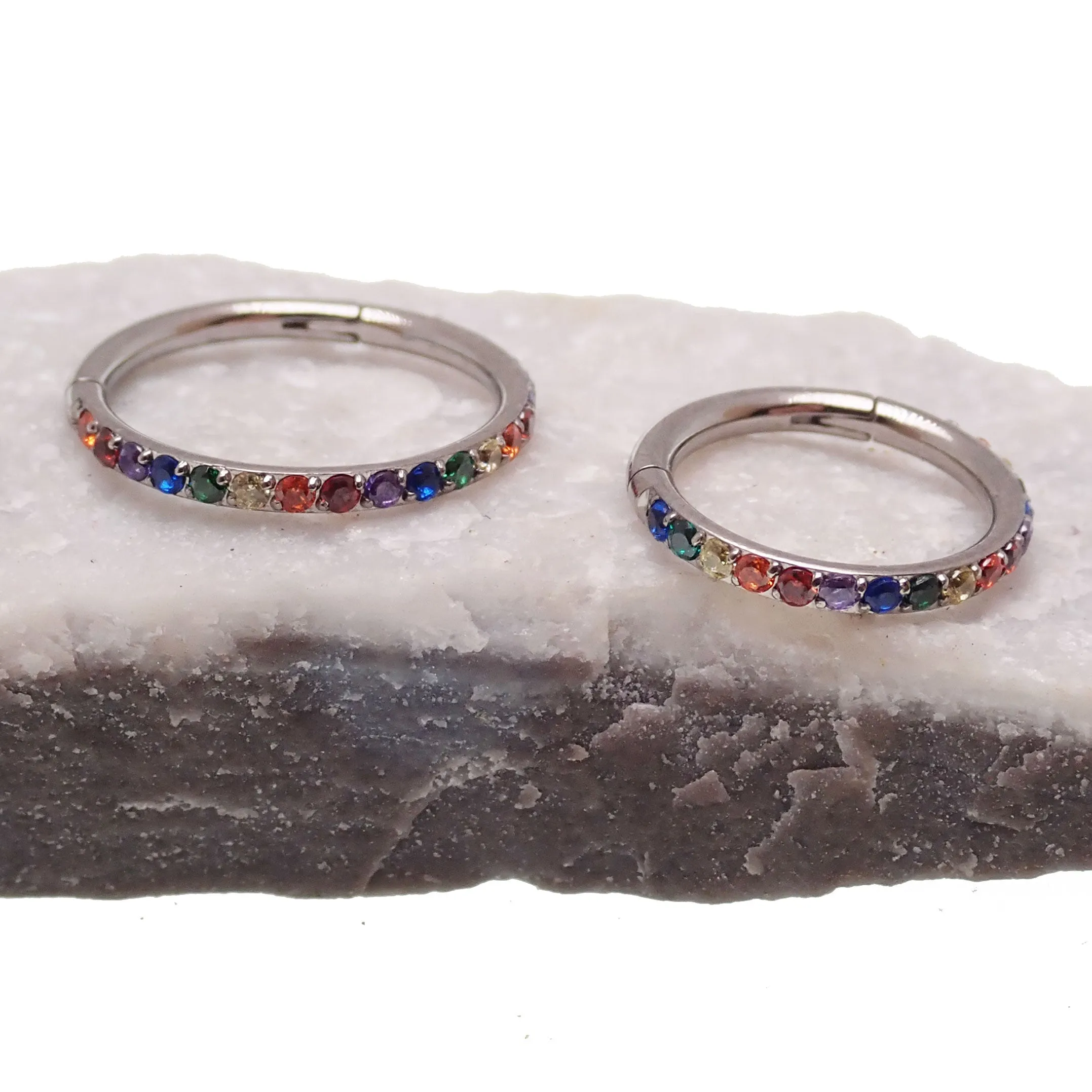 Titanium Multi Stone CZ Stone Clicker 16g
