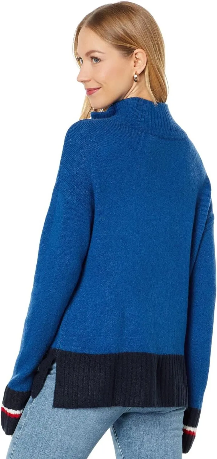 Tommy Hilfiger Womens Color-Block 1/2 Zip Sweater True Blue / Sky Captain L