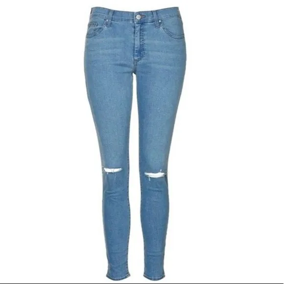 Topshop Bleach Stretchy Ripped Knee Leigh Jeans