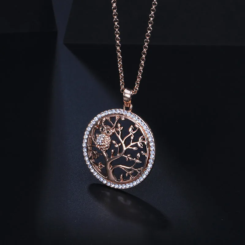 Tree of Life & Gold Owl Necklace (3 Colors)