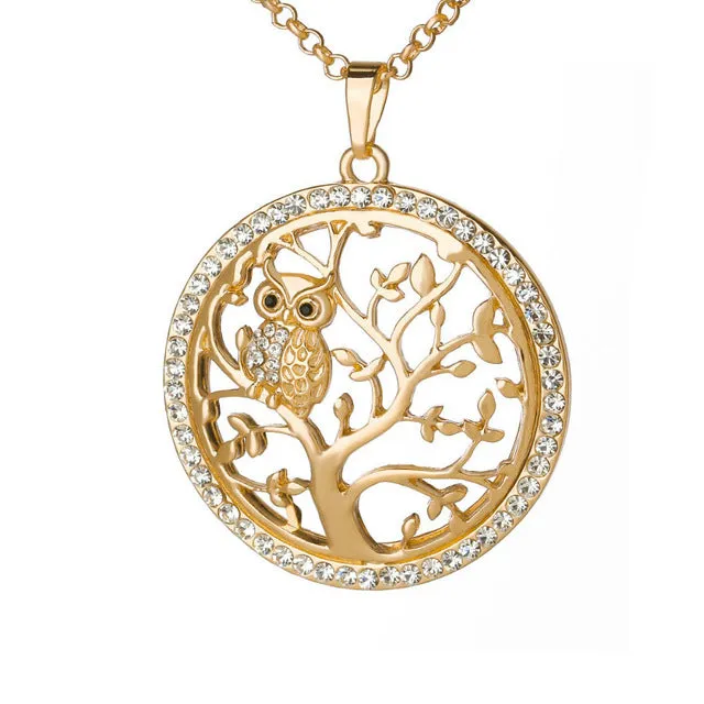 Tree of Life & Gold Owl Necklace (3 Colors)