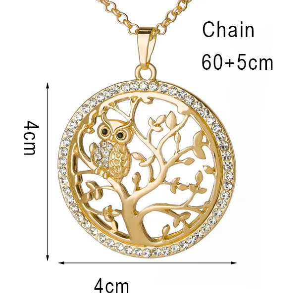 Tree of Life & Gold Owl Necklace (3 Colors)
