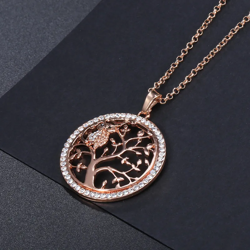 Tree of Life & Gold Owl Necklace (3 Colors)
