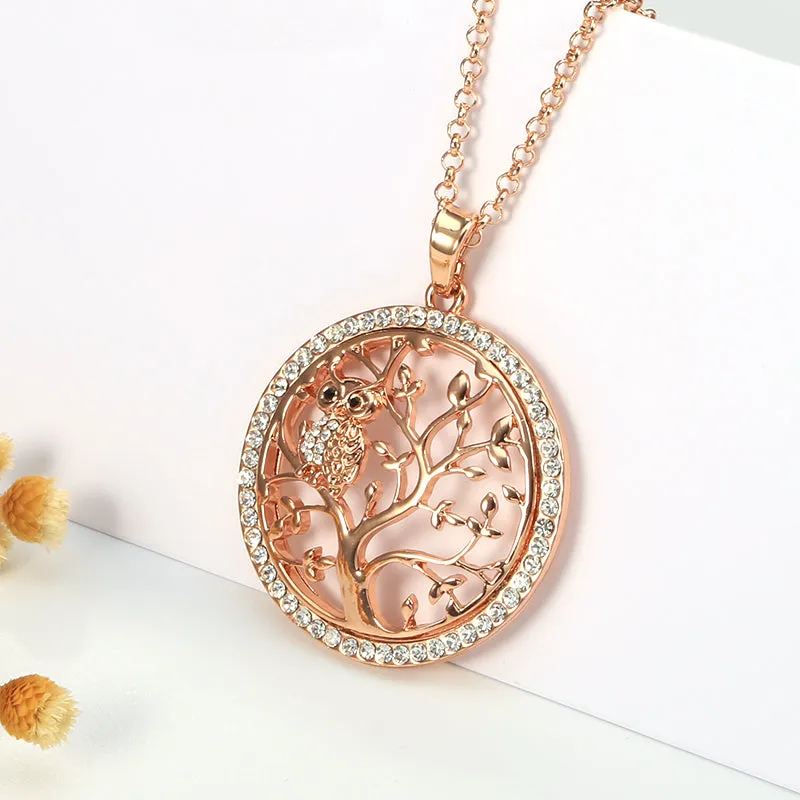 Tree of Life & Gold Owl Necklace (3 Colors)