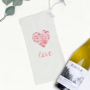 Triangle Heart Love - Canvas Wine Bag