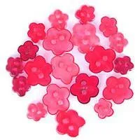 Trimits Mini Craft Transparent Flowers Buttons - Red Shades