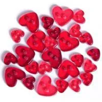 Trimits Mini Craft Transparent Heart Buttons - Red Shades