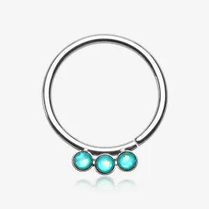 Triple Opalescent Sparkle Bendable Twist Hoop Ring