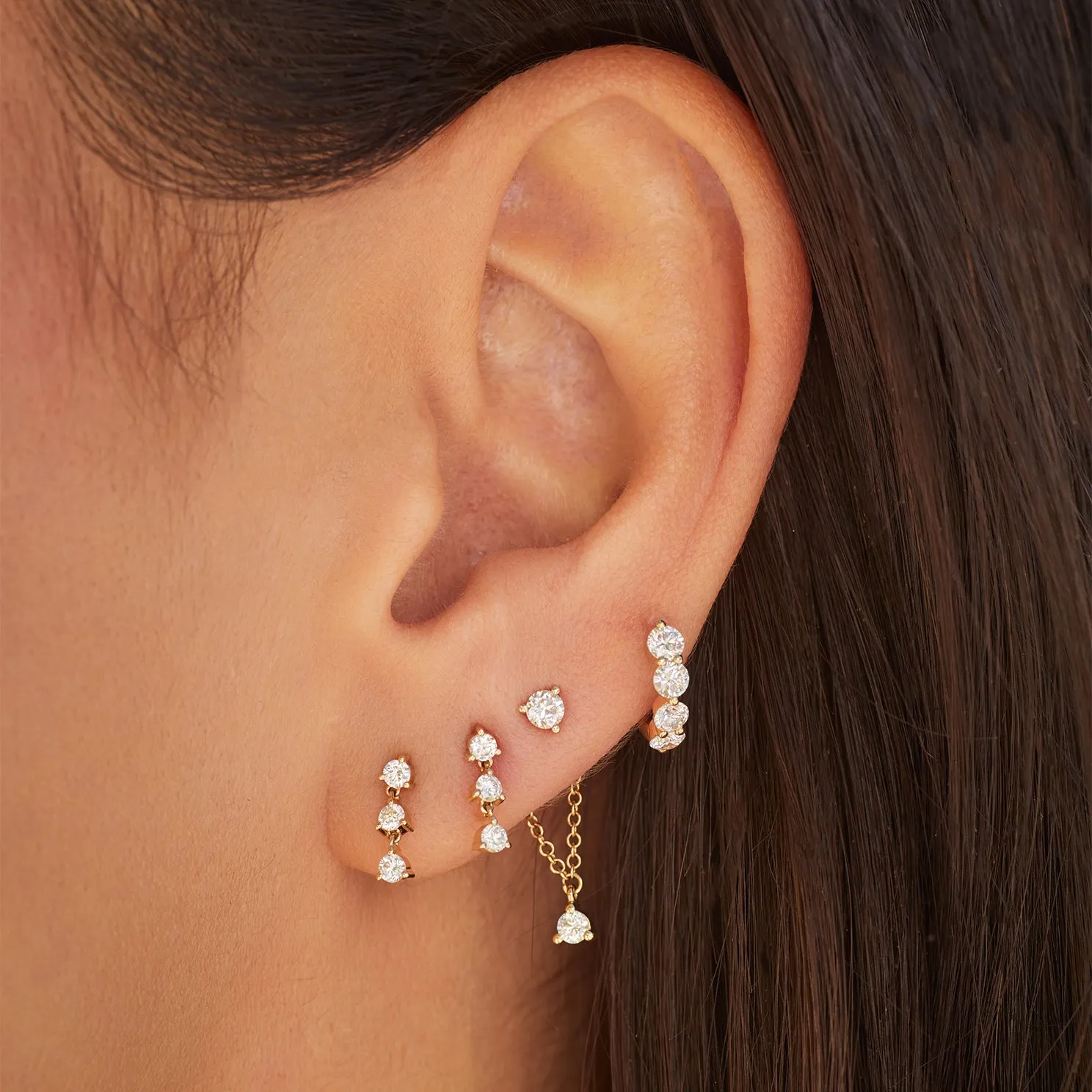 Triple Prong Set Diamond Stud Earring