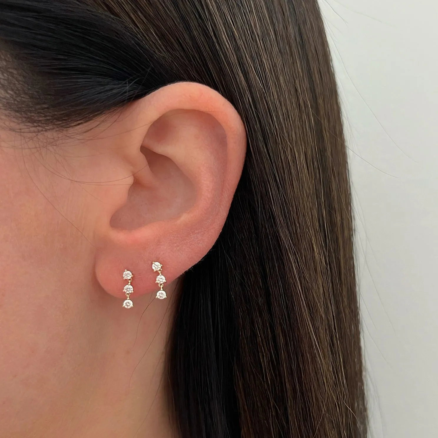 Triple Prong Set Diamond Stud Earring