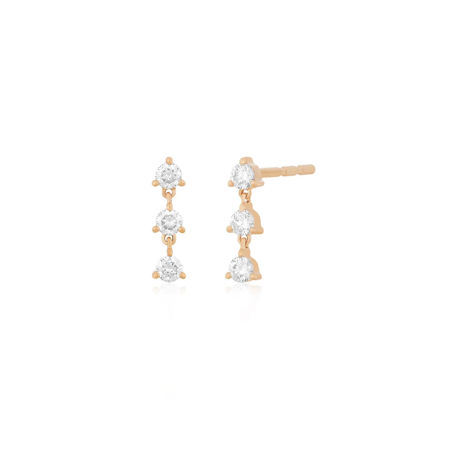 Triple Prong Set Diamond Stud Earring