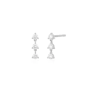 Triple Prong Set Diamond Stud Earring