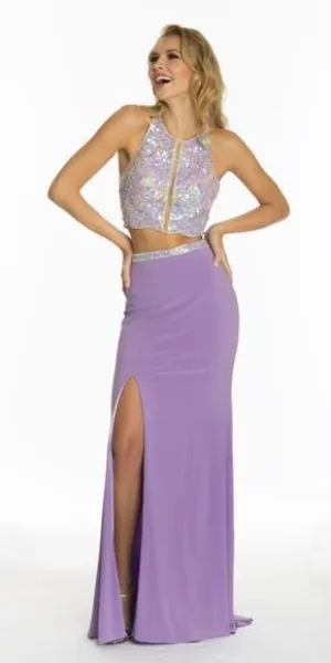 twopiece purple cute promdress