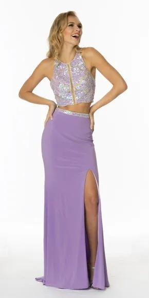 twopiece purple cute promdress