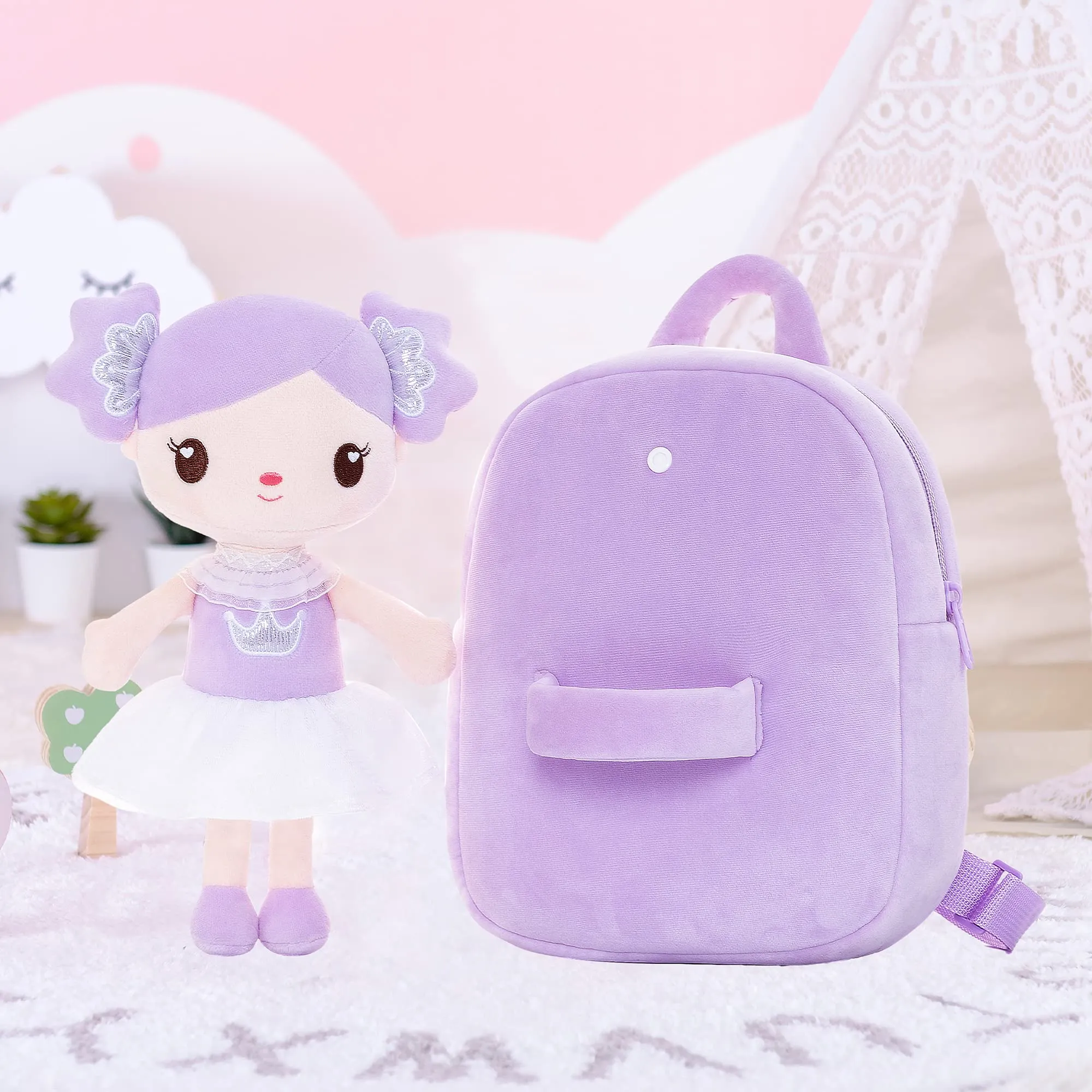 (US Only) Gloveleya 9-inch Curl Candy Girls Doll Backpack