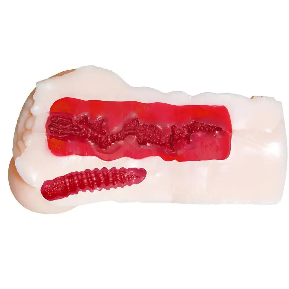 Utensil Race Stretchy Realistic Male Masturbator with 2 Pleasure Holes