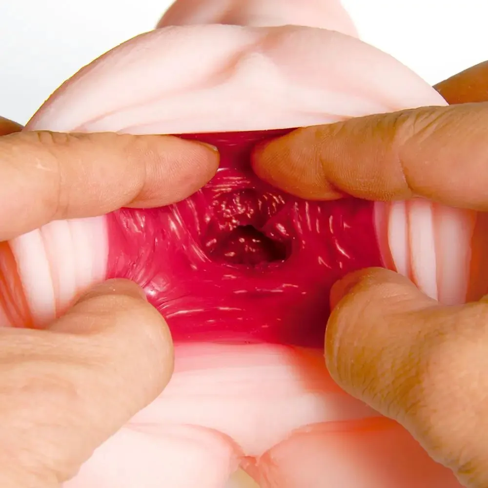 Utensil Race Stretchy Realistic Male Masturbator with 2 Pleasure Holes