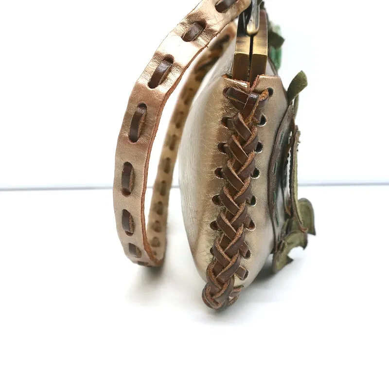 Valentino Scarab Bag Leaf-Embellished Gold Metallic Leather Small Shoulder Bag