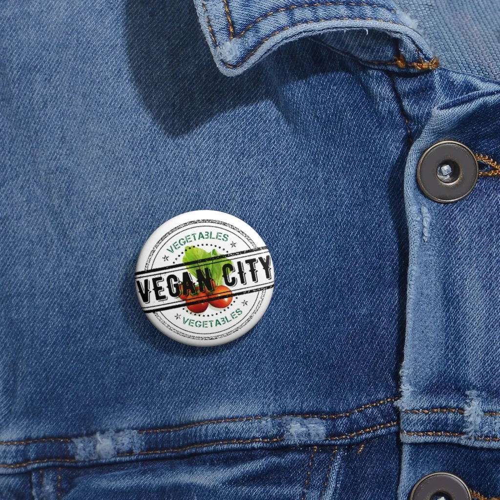 Vegan City Pin Buttons