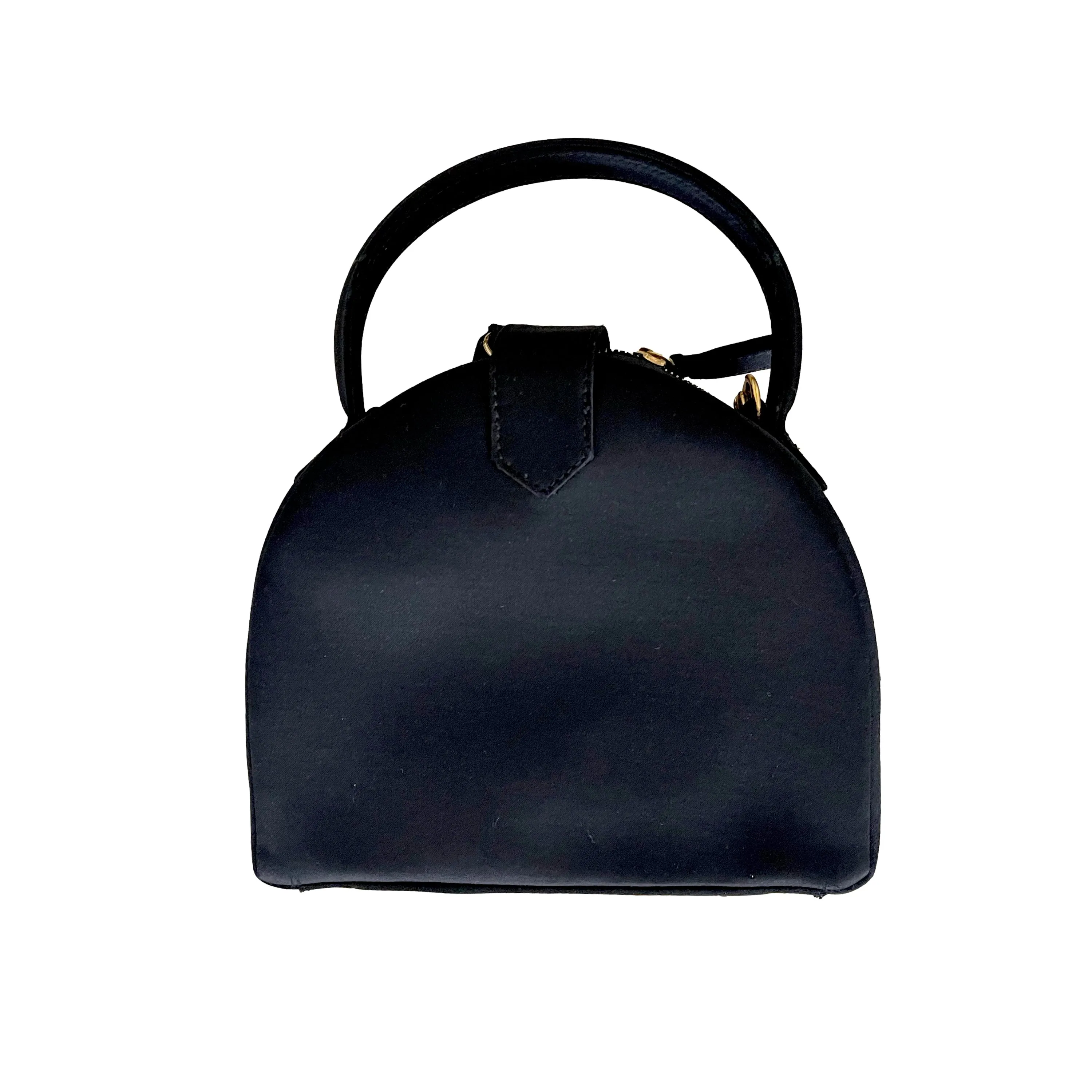 Versace Black Satin 2way Top Handle Bag