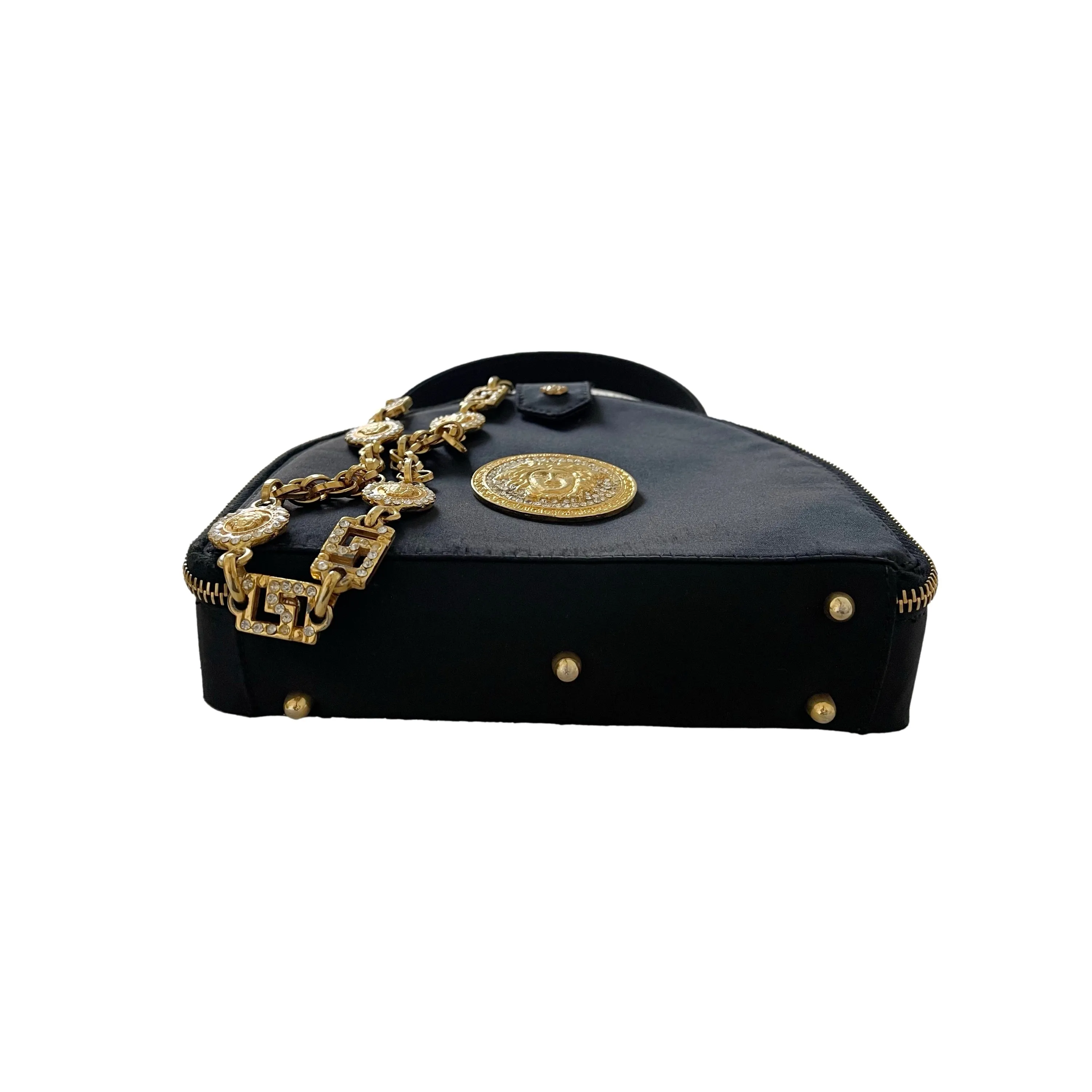 Versace Black Satin 2way Top Handle Bag